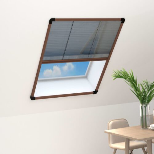 PlisseWindow Insect Screen Aluminium Mesh Privacy Blind Shade Brown 80x120cm