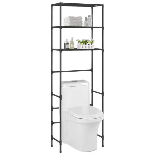 3-Tier Storage Rack over Toilet Black 53x28x169cm