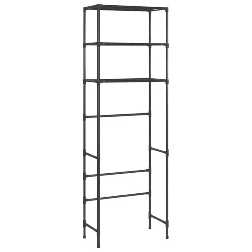 3-Tier Storage Rack over Toilet Black 53x28x169cm - Image 5