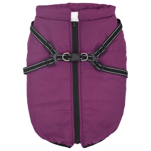 Dog Coat with Harness Waterproof Reflective Purple 3XL - Image 2
