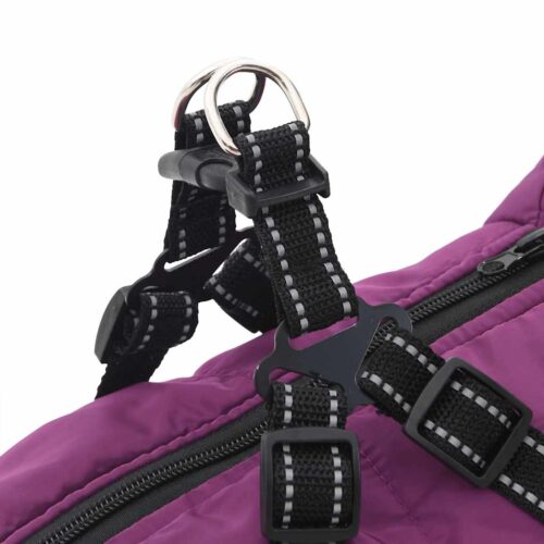 Dog Coat with Harness Waterproof Reflective Purple 3XL - Image 9