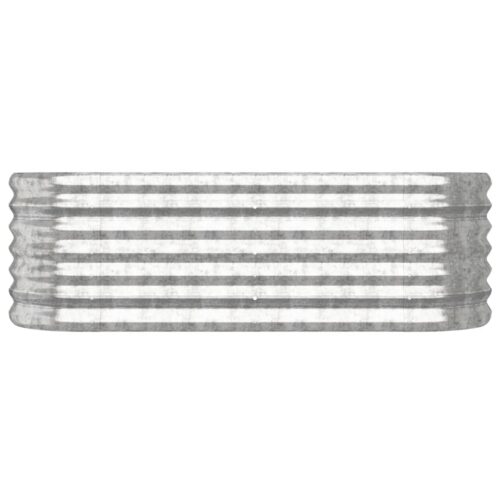 Garden Raised Bed Powder-Coated Steel 114x40x36cm Silver - Image 3