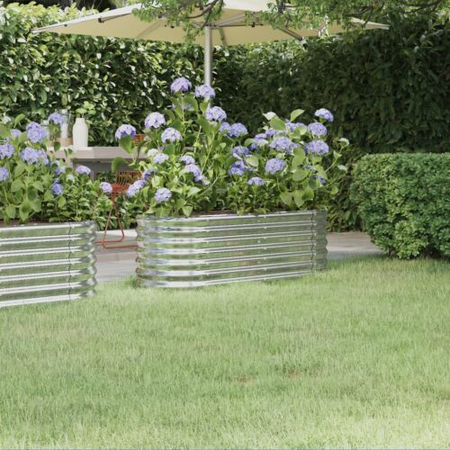 Garden Raised Bed Powder-Coated Steel 114x40x36cm Silver - Image 7