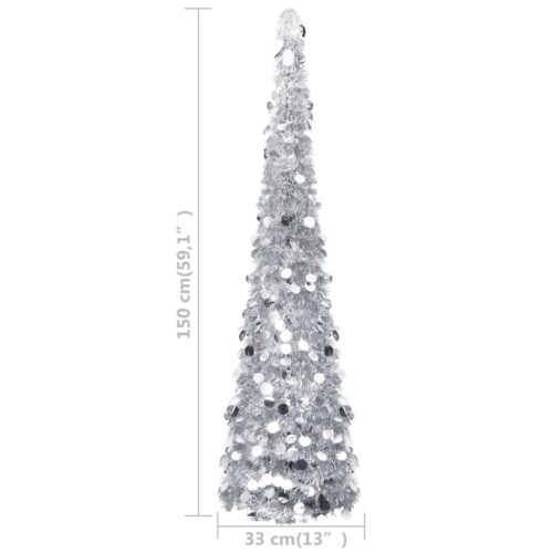 Pop-up Artificial Christmas Tree Silver 150cm PET - Image 5