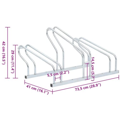Bicycle Stand for 3 Bikes Floor Freestanding Galvanised Steel - Image 7