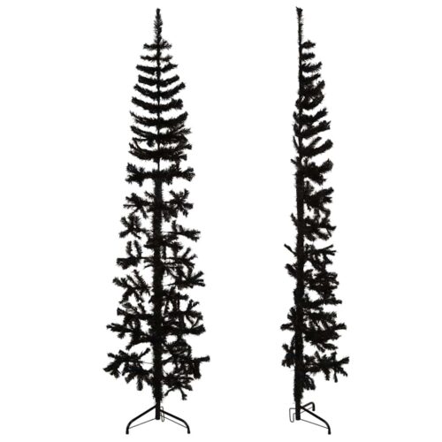 Slim Artificial Half Christmas Tree with Stand Black 180cm - Image 4