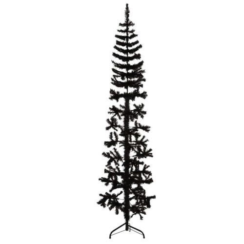 Slim Artificial Half Christmas Tree with Stand Black 180cm - Image 9