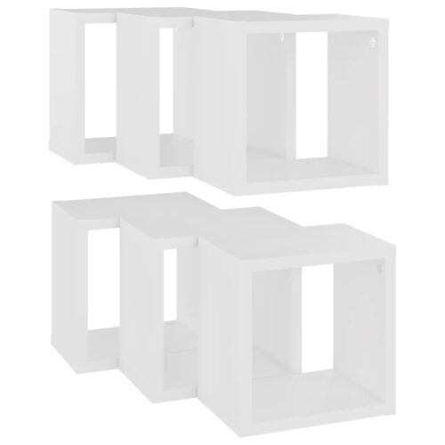 Wall Cube Shelves 6pcs White 22x15x22cm - Image 5