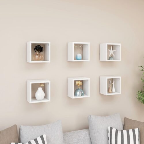 Wall Cube Shelves 6pcs White 22x15x22cm - Image 13