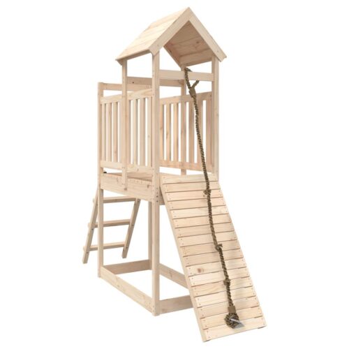 Playhouse with Climbing Wall Solid Pine Wood