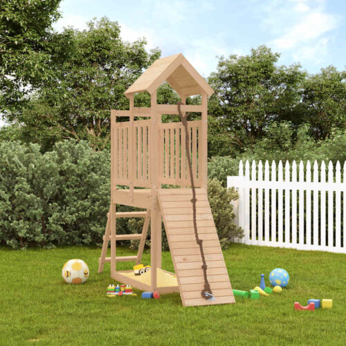 Playhouse with Climbing Wall Solid Pine Wood - Image 10