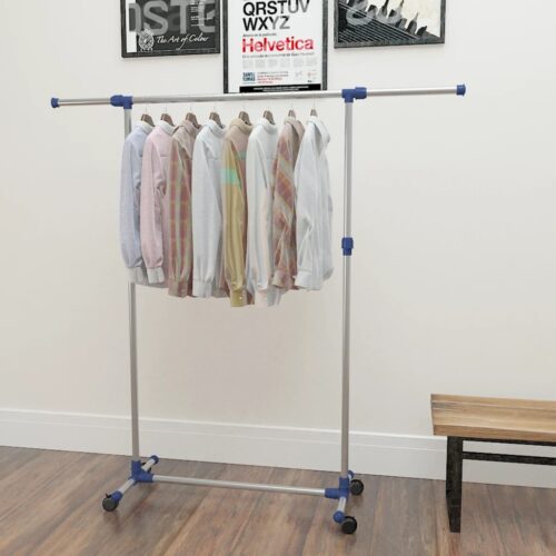 Adjustable Clothes Rack Stainless Steel 165x44x150cm Silver