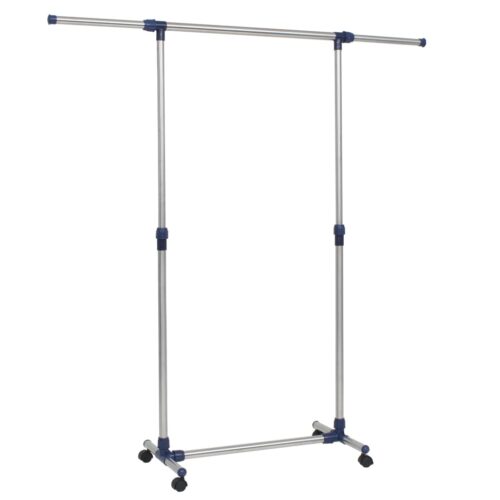 Adjustable Clothes Rack Stainless Steel 165x44x150cm Silver - Image 2