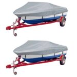 2pcs 519-580cm 294cm Boat Cover Heavy Duty Marine with Storage Bag Grey