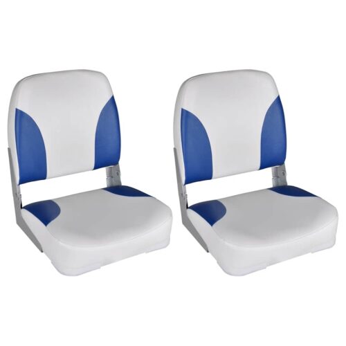 Boat Seats 2pcs Foldable Backrest With Blue-white Pillow 41x36x48 cm