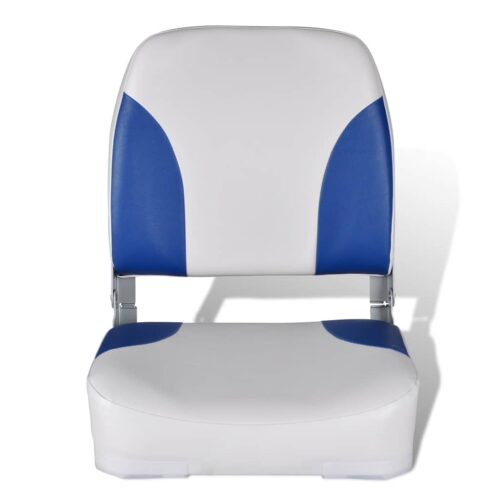 Boat Seats 2pcs Foldable Backrest With Blue-white Pillow 41x36x48 cm - Image 3
