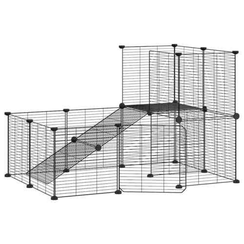 20-Panel Pet Cage with Door Black 35x35cm Steel - Image 2