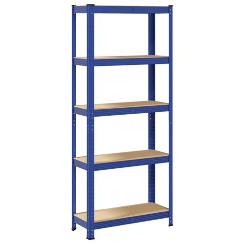 5-Layer Storage Shelf Blue Steel Engineered Wood - Image 2