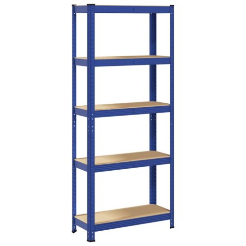 5-Layer Storage Shelf Blue Steel Engineered Wood - Image 6
