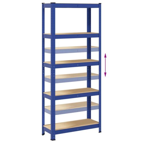 5-Layer Storage Shelf Blue Steel Engineered Wood - Image 8