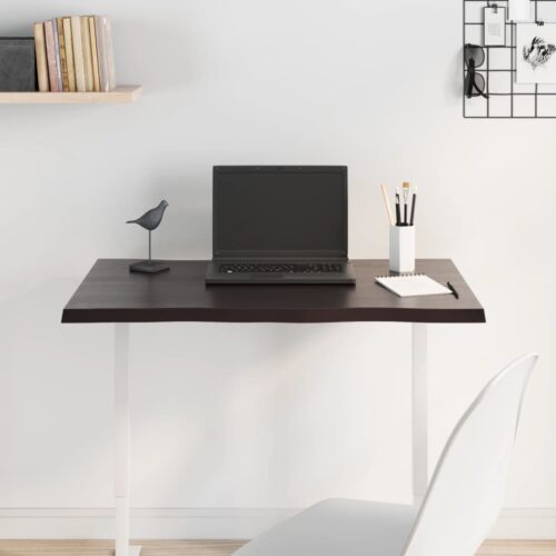 Table Top Dark Brown 80x40x2cm Treated Solid Wood Oak Live Edge - Image 3