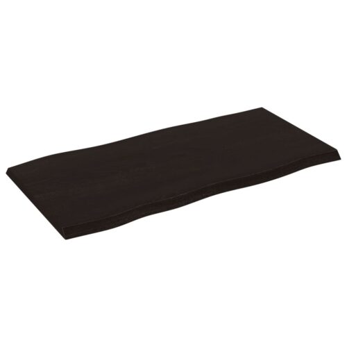 Table Top Dark Brown 80x40x2cm Treated Solid Wood Oak Live Edge - Image 4