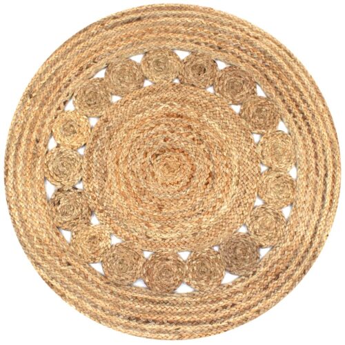 Area Rug Braided Design Jute 90cm Round