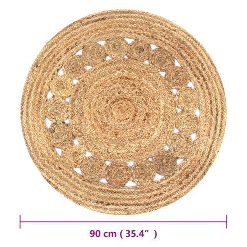 Area Rug Braided Design Jute 90cm Round - Image 5