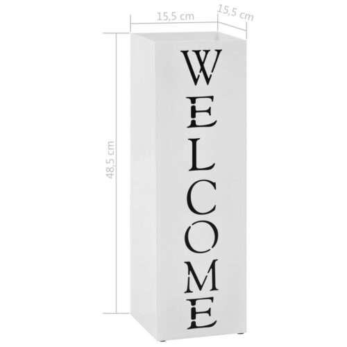 Umbrella Stand Welcome Steel White - Image 6