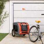 Pet Bike Trailer Orange Grey Oxford Fabric Iron