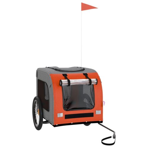 Pet Bike Trailer Orange Grey Oxford Fabric Iron - Image 2