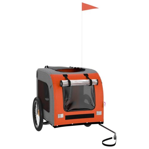 Pet Bike Trailer Orange Grey Oxford Fabric Iron - Image 3