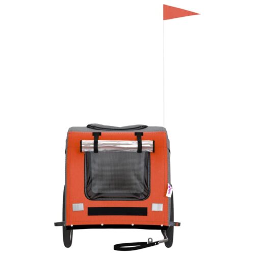 Pet Bike Trailer Orange Grey Oxford Fabric Iron - Image 4