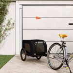 Pet Bike Trailer Black Oxford Fabric Iron