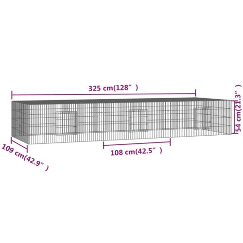 3-Panel Rabbit Cage 325x109x54cm Galvanised Iron - Image 7