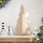 Wooden Christmas Tree for Decoration 80cm Solid Pine Wood