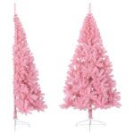 Artificial Half Christmas Tree with Stand Pink 180cm PVC