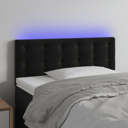 LED Headboard Black 100cm Velvet
