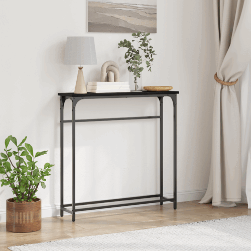 Console Table Black Oak 75x19.5x75cm Engineered Wood
