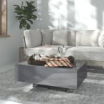Wooden Coffee Table High Gloss Grey 85x55x31cm