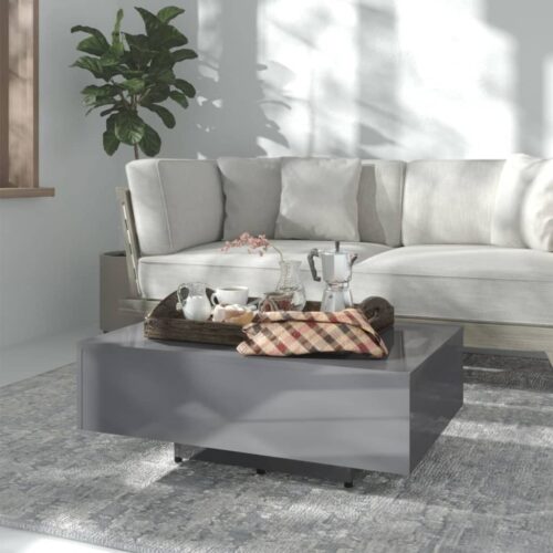 Wooden Coffee Table High Gloss Grey 85x55x31cm