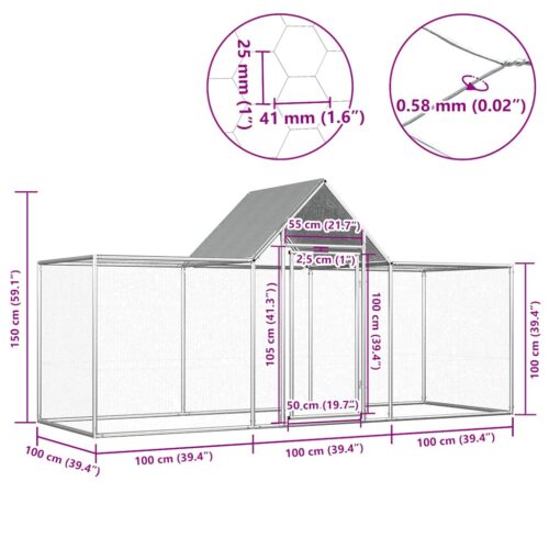 Chicken Coop 3x1x1.5mGalvanised Steel - Image 6