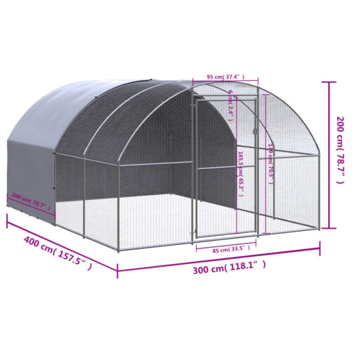 Outdoor Chicken Coop 3x4x2mGalvanised Steel - Image 9