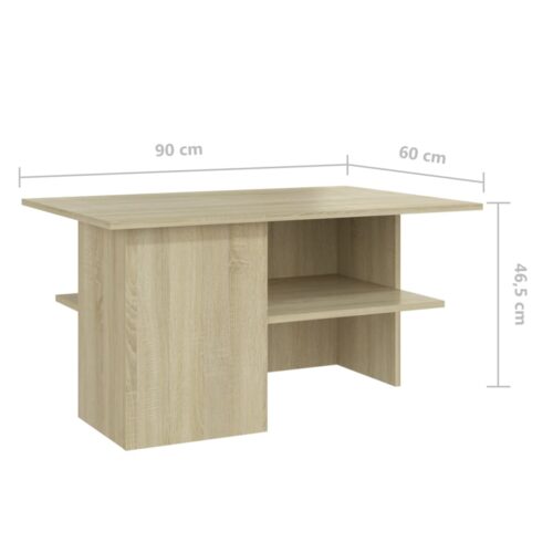 Wooden Coffee Table Sonoma Oak 90x60x46.5cm - Image 6