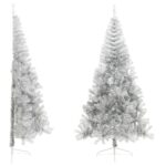 Artificial Half Christmas Tree with Stand Silver 210cm PET