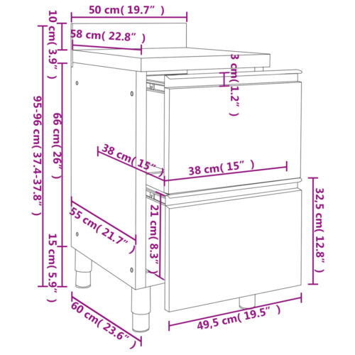 Commercial Kitchen Cabinets with 2 Drawers 2pcs 50x60x96cm - Image 8