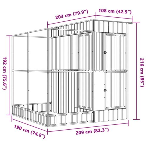 Aviary with Extension Silver 209x203x216cm Steel - Image 8