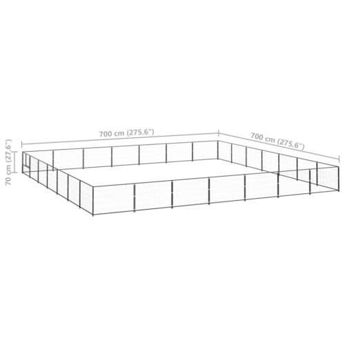 Dog Kennel Black 49m² Steel - Image 6
