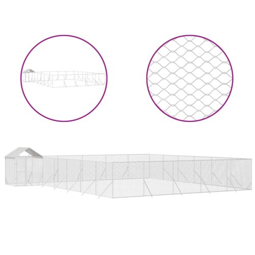 Outdoor Dog Kennel with Roof Silver 12x12x2.5m Galvanised Steel - Image 2