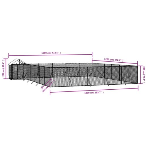 Outdoor Dog Kennel with Roof Silver 12x12x2.5m Galvanised Steel - Image 4